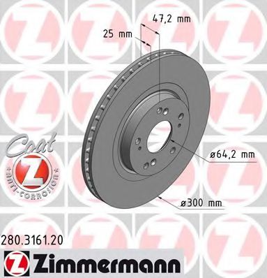Тормозной диск Otto Zimmermann 280.3161.20