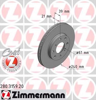 Тормозной диск Otto Zimmermann 280.3159.20