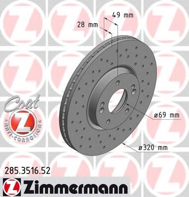 Тормозной диск Otto Zimmermann 285.3516.52