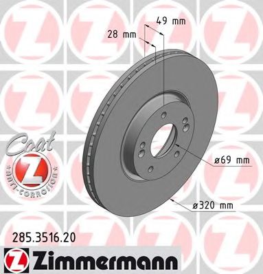 Тормозной диск Otto Zimmermann 285.3516.20