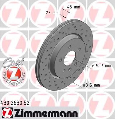 Тормозной диск Otto Zimmermann 430.2630.52