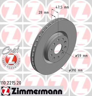 Тормозной диск Otto Zimmermann 110.2215.20