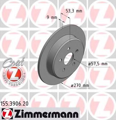 Тормозной диск Otto Zimmermann 155.3906.20