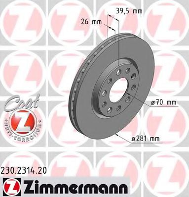 Тормозной диск Otto Zimmermann 230.2314.20