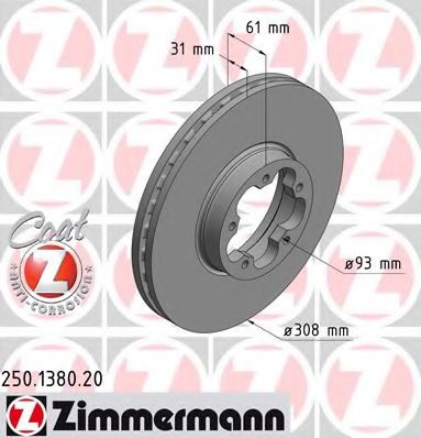 Тормозной диск Otto Zimmermann 250.1380.20