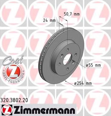 Тормозной диск Otto Zimmermann 320.3802.20