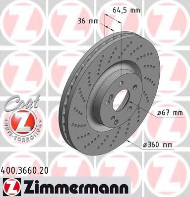 Тормозной диск Otto Zimmermann 400.3660.20