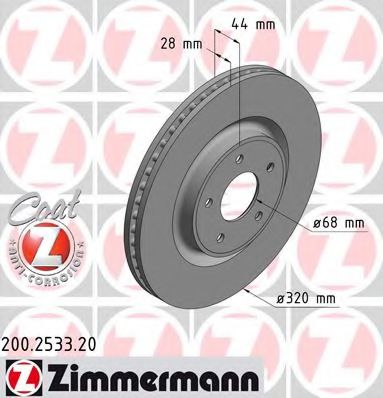 Тормозной диск Otto Zimmermann 200.2533.20