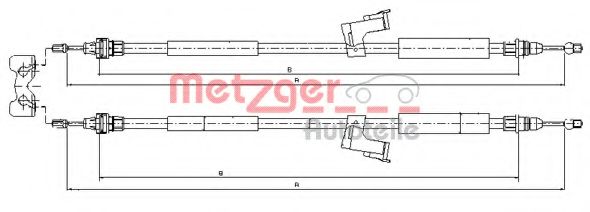 Трос ручного тормоза METZGER 10.8225