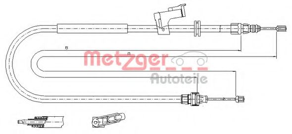 Трос ручного тормоза METZGER 11.5495