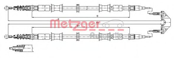 Трос ручного тормоза METZGER 11.5866
