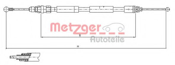 Трос ручного тормоза METZGER 11.6807