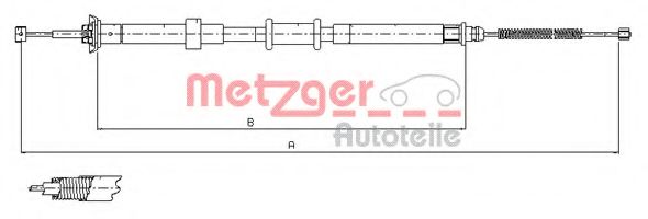 Трос ручного тормоза METZGER 12.0702