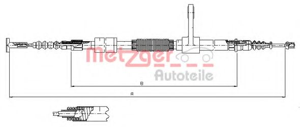 Трос ручного тормоза METZGER 251.34