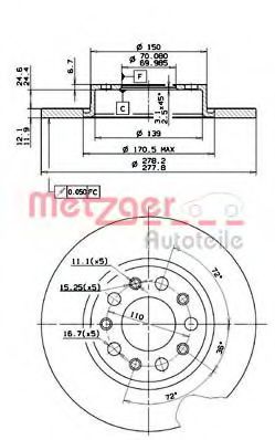 Тормозной диск METZGER 6110367 Тормозной диск METZGER 6110367