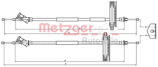 Трос ручного тормоза METZGER 10.5361