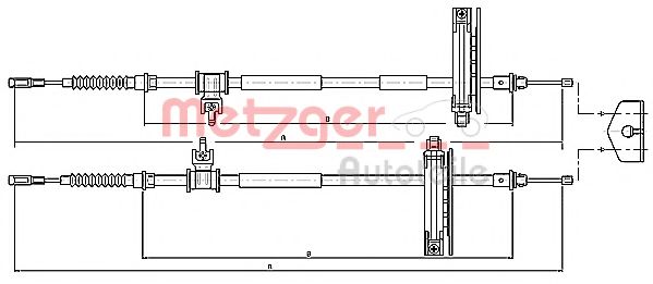 Трос ручного тормоза METZGER 10.5362