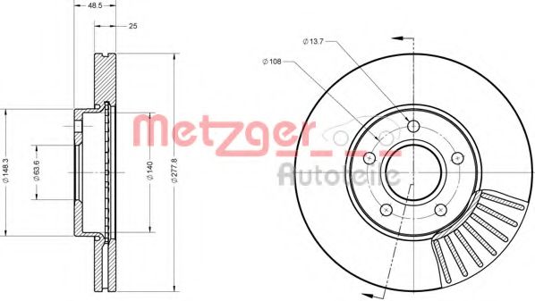 Тормозной диск METZGER 6110070 Тормозной диск METZGER 6110070