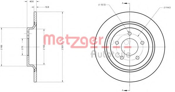 Тормозной диск METZGER 6110198 Тормозной диск METZGER 6110198
