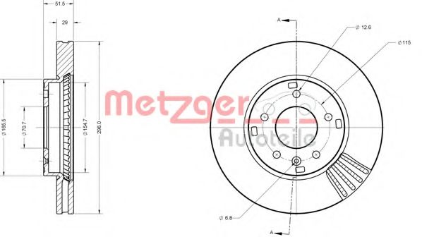 Тормозной диск METZGER 6110256 Тормозной диск METZGER 6110256