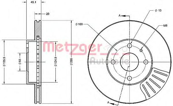 Тормозной диск METZGER 6110270 Тормозной диск METZGER 6110270