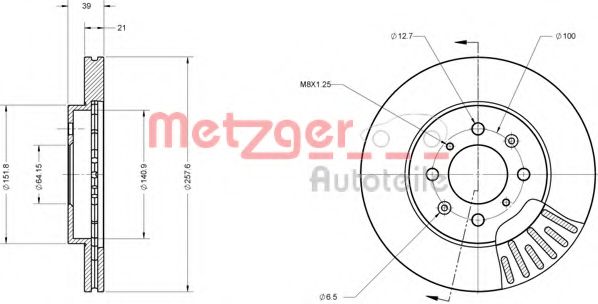 Тормозной диск METZGER 6110334 Тормозной диск METZGER 6110334
