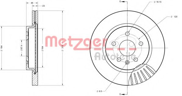 Тормозной диск METZGER 6110371 Тормозной диск METZGER 6110371