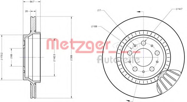 Тормозной диск METZGER 6110378 Тормозной диск METZGER 6110378