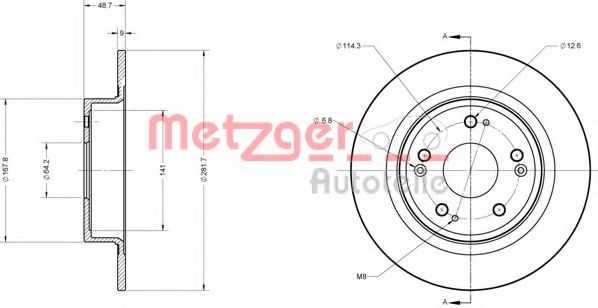 Тормозной диск METZGER 6110426 Тормозной диск METZGER 6110426
