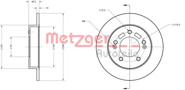 Тормозной диск METZGER 6110428 Тормозной диск METZGER 6110428