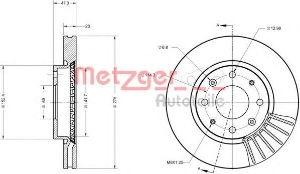 Тормозной диск METZGER 6110467 Тормозной диск METZGER 6110467