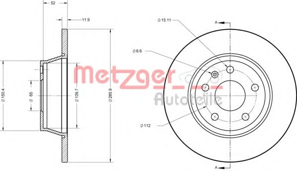 Тормозной диск METZGER 6110574 Тормозной диск METZGER 6110574