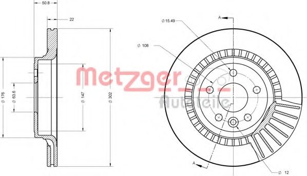 Тормозной диск METZGER 6110576 Тормозной диск METZGER 6110576
