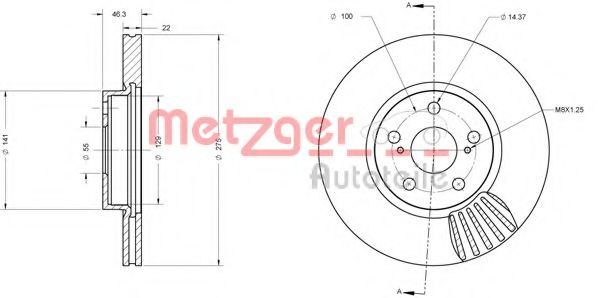 Тормозной диск METZGER 6110577 Тормозной диск METZGER 6110577