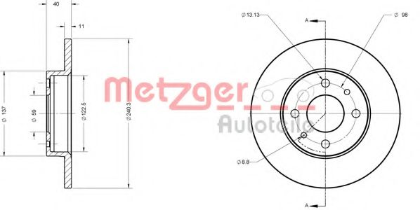 Тормозной диск METZGER 6110585 Тормозной диск METZGER 6110585