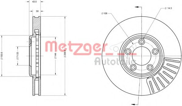 Тормозной диск METZGER 6110642 Тормозной диск METZGER 6110642
