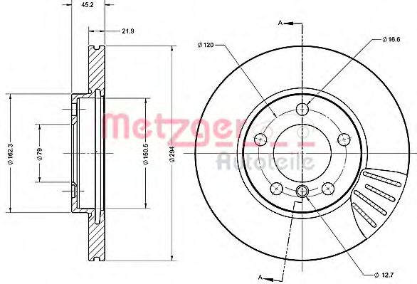 Тормозной диск METZGER 6110692 Тормозной диск METZGER 6110692