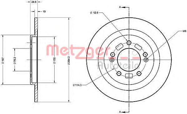 Тормозной диск METZGER 6110693 Тормозной диск METZGER 6110693