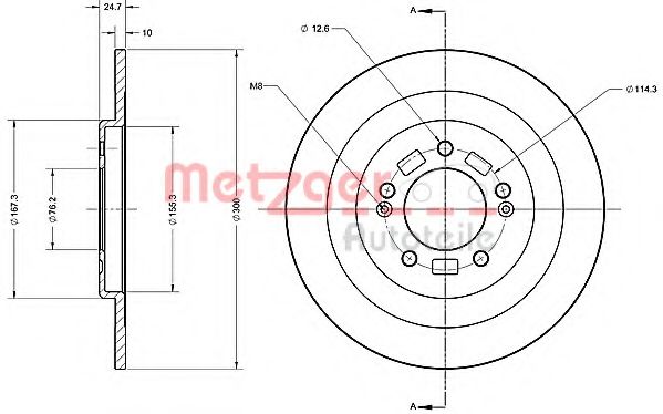 Тормозной диск METZGER 6110694 Тормозной диск METZGER 6110694