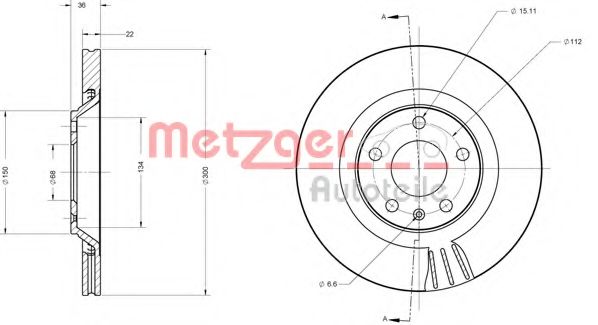 Тормозной диск METZGER 6110697 Тормозной диск METZGER 6110697