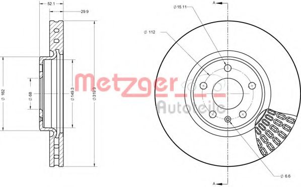 Тормозной диск METZGER 6110716 Тормозной диск METZGER 6110716