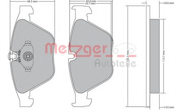 Тормозные колодки METZGER 1170168