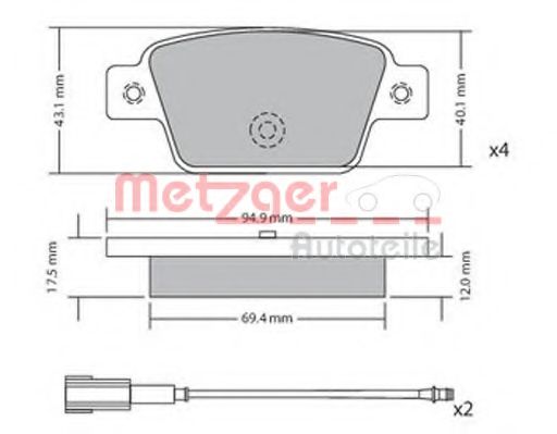 Тормозные колодки METZGER 1170682