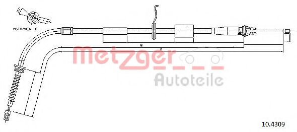 Трос ручного тормоза METZGER 10.4309