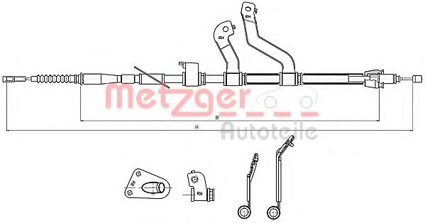 Трос ручного тормоза METZGER 17.2580