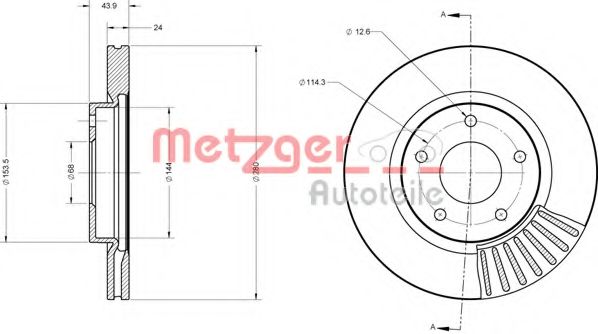 Тормозной диск METZGER 6110684