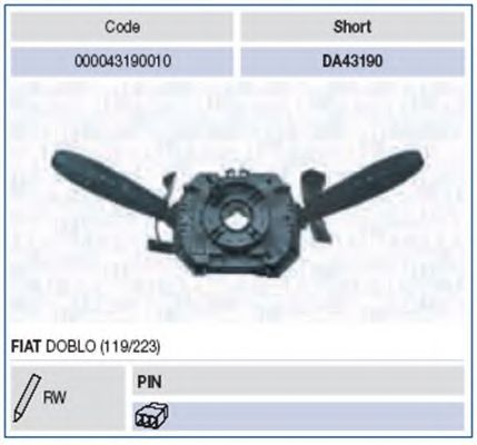 Под рулевой переключатель MAGNETI MARELLI 000043190010