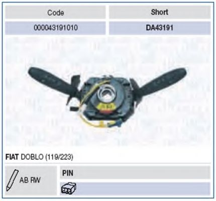 Под рулевой переключатель MAGNETI MARELLI 000043191010