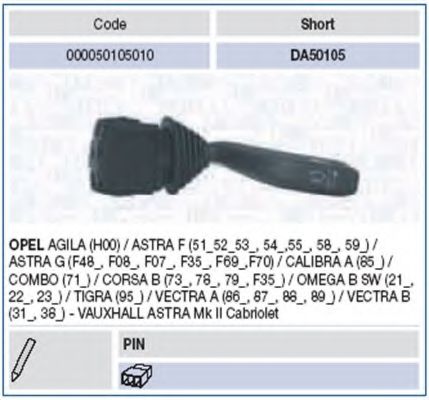Под рулевой переключатель MAGNETI MARELLI 000050105010
