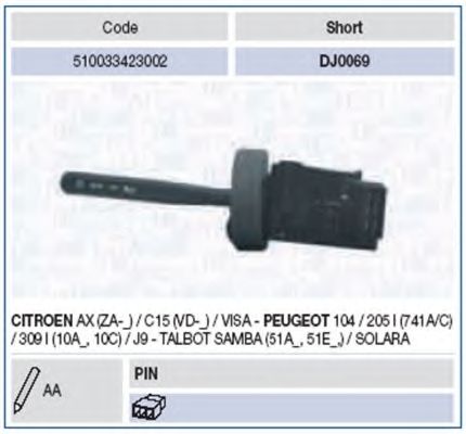 Под рулевой переключатель MAGNETI MARELLI 510033423002